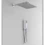 Kit Doccia Rettangolare 40x25 cm Completo Soffione Braccio Presa Acqua Doccetta Laccio
