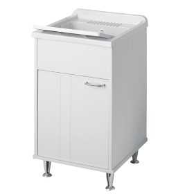 Lavatoio Lavello In Resina Antigraffio Doppia Singola Anta Varie Misure Mobile In Pvc Interno Bianco 