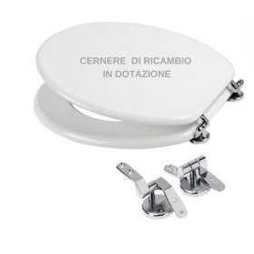 Ogomondo Sedile Wc MDF Bianco Universale Sedix Plus con 2 coppie di cerniere cromo in dotazione come ricambio