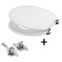Ogomondo Sedile Wc MDF Bianco Universale Sedix Plus con 2 coppie di cerniere cromo in dotazione come ricambio
