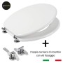 Ogomondo Sedile Wc MDF Bianco Universale Sedix Plus con 2 coppie di cerniere cromo in dotazione come ricambio