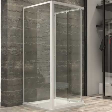 Ogomondo Box Cabina Doccia Corner 3 Lati Trasparente 80x80x80 + Piatto Doccia Acrilico