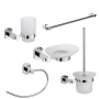 Set Accessori da Bagno 5 Pezzi Cromo Vetro Satinato Set Accessori da Bagno 5 Pezzi Cromo Vetro Satinato