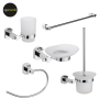 Set Accessori da Bagno 5 Pezzi Cromo Vetro Satinato
