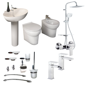 OGOMONDO Componenti Bagno Completo di Sanitari Accessori e Rubinetteria Cromata