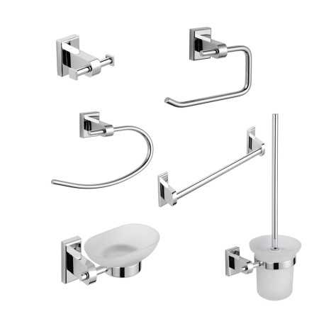 Set 6 Pezzi Accessori da Bagno Iris 001 Ottone Cromato