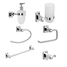 Set 6 Pezzi Accessori da Bagno Iris 004 Ottone Cromato