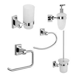 Set 5 Pezzi Accessori da Bagno Iris 006 Ottone Cromato