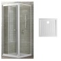 Ogomondo Box Cabina Doccia Corner 3 Lati Cristallo Temprato Trasparente 90x90x90 + Piatto Doccia Porcellana h6,5cm