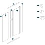 Ogomondo Box Cabina Doccia Corner 3 Lati Cristallo Temprato Trasparente 80x120x80 + Piatto Doccia Porcellana h6,5cm