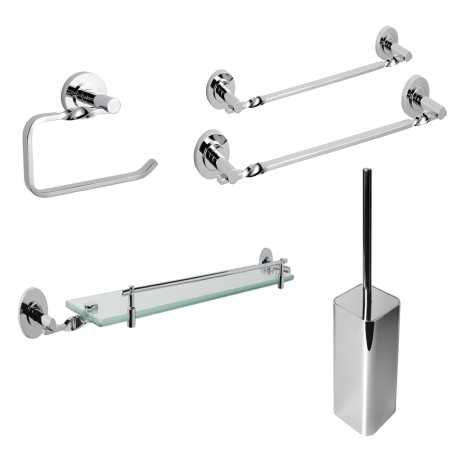Set 5 Pezzi Accessori da Bagno Narciso 009 Ottone Cromato