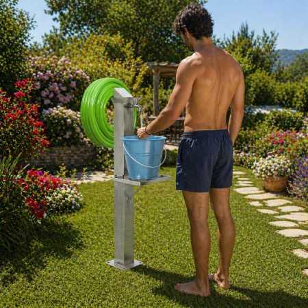 Fontana da Giardino a Colonna esterno MAGNOLIA Acciaio Inox Spazzolato H 95 cm