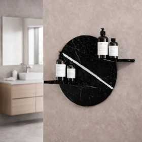 Mensola A Parete Nero e Bianco Venato In Artificial Stone Per Bagni Serie Jorm