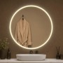 Specchio Tondo Led Con Interruttore Touch Elegante Sabbiatura Cornice Specchio Tondo Led Con Interruttore Touch Elegante Sabbiatura Cornice