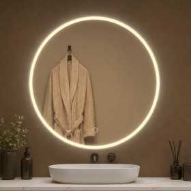 Specchio Tondo Led Con Interruttore Touch Elegante Sabbiatura Cornice