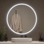 Specchio Tondo Led Con Interruttore Touch Elegante Sabbiatura Cornice
