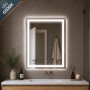 Specchio Rettangolare Led Con Cornice Sabbiata E Touch Luce Regolabile