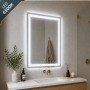 Specchio Rettangolare Led Con Cornice Sabbiata E Touch Luce Regolabile