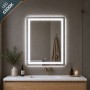 Specchio Rettangolare Led Con Cornice Sabbiata E Touch Luce Regolabile