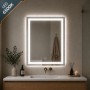 Specchio Rettangolare Led Con Cornice Sabbiata E Touch Luce Regolabile