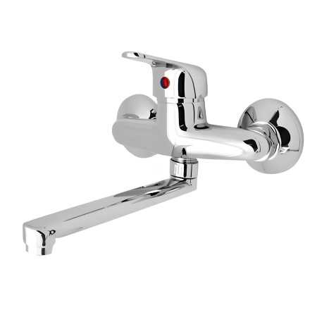 EM Miscelatore Rubinetto a Muro Monocomando Acqua Calda Fredda Cromo Lucido Cucina Lavatoio Serie TAPY