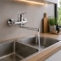 EM Miscelatore Rubinetto a Muro Monocomando Acqua Calda Fredda Cromo Lucido Cucina Lavatoio Serie TAPY