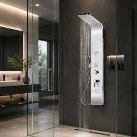 Colonna Doccia 007 4 Funzioni Acciaio Inox 3 Bocchette Idro Lombari 20x53x150 cm