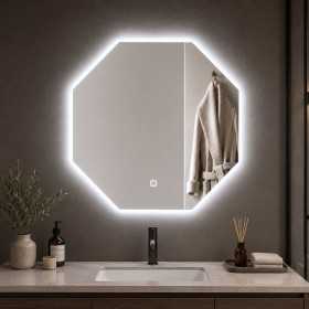 Specchio Ottagonale Retroilluminato Con Interruttore Touch Led Bagni ed Ambienti