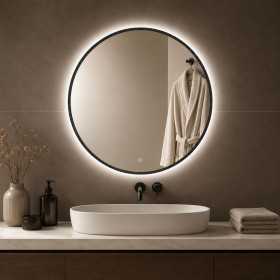 Specchio Tondo Retroilluminato Led Con Interruttore Touch Bagno Zona Giorno