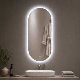 Specchio Ovale Retroilluminato A Led Con Interruttore Touch per Bagno ed Ambienti