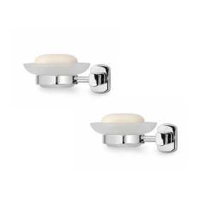 Set 9 Accessori Bagno Ogomondo Gold in Acciaio Cromato Lucido e Vetro Satinato