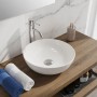 Lavabo Da Appoggio Tondo In Ceramica Bianca Elegante per Mobili Bagno e Mensole Bagno