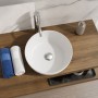 Lavabo Da Appoggio Tondo In Ceramica Bianca Elegante per Mobili Bagno e Mensole Bagno