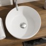 Lavabo Da Appoggio Tondo In Ceramica Bianca Elegante per Mobili Bagno e Mensole Bagno