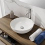 Lavabo Da Appoggio Tondo In Ceramica Bianca Elegante per Mobili Bagno e Mensole Bagno
