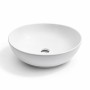 Lavabo Da Appoggio Tondo In Ceramica Bianca Elegante per Mobili Bagno e Mensole Bagno