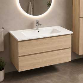 Lavabo Da Incasso In Mineral Marmo Bianco 81X46 Elegante e Pratico per Mobile Bagno