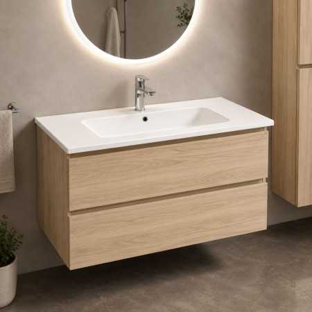 Lavabo Da Incasso In Mineral Marmo Bianco 81X46 Elegante e Pratico per Mobile Bagno