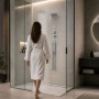 Wall Kit A Parete Da Incasso A Muro Acciaio Inox + Soffione Doccia a Parete Acciaio Inox Punta Tonda
