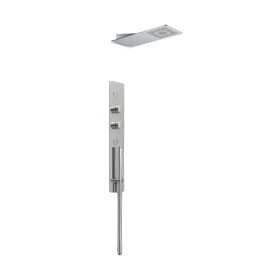 Wall Kit A Parete Da Incasso A Muro Acciaio Inox + Soffione Doccia a Parete Acciaio Inox Punta Quadrata 
