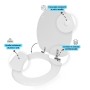 Sedile Wc Copri Water Tavoletta Vaso Universale Bianco MDF Legno Pesante Cerniere Metallo Bagno