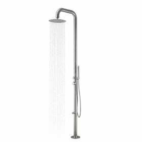 Colonna doccia Ginepro da esterno con lava piedi a pavimento acciaio inox