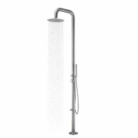 Colonna doccia Ginepro da esterno con lava piedi a pavimento acciaio inox