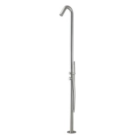 Colonna doccia da esterno Leccio a pavimento inox spazzolato acqua calda fredda