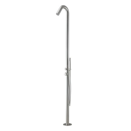 Colonna doccia da esterno Leccio a pavimento inox spazzolato acqua calda fredda