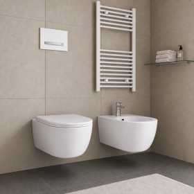 Serie Venere Coppia Di Sanitari Sospesi In Ceramica Bianco Lucido Con Brida