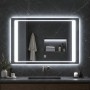 Specchio 5 mm Rettangolare Cornice Led Interruttore Touch Alluminio MDF