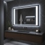 Specchio 5 mm Rettangolare Cornice Led Interruttore Touch Alluminio MDF