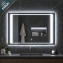 Specchio 5 mm Rettangolare Cornice Led Interruttore Touch Alluminio MDF