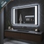 Specchio 5 mm Rettangolare Cornice Led Interruttore Touch Alluminio MDF